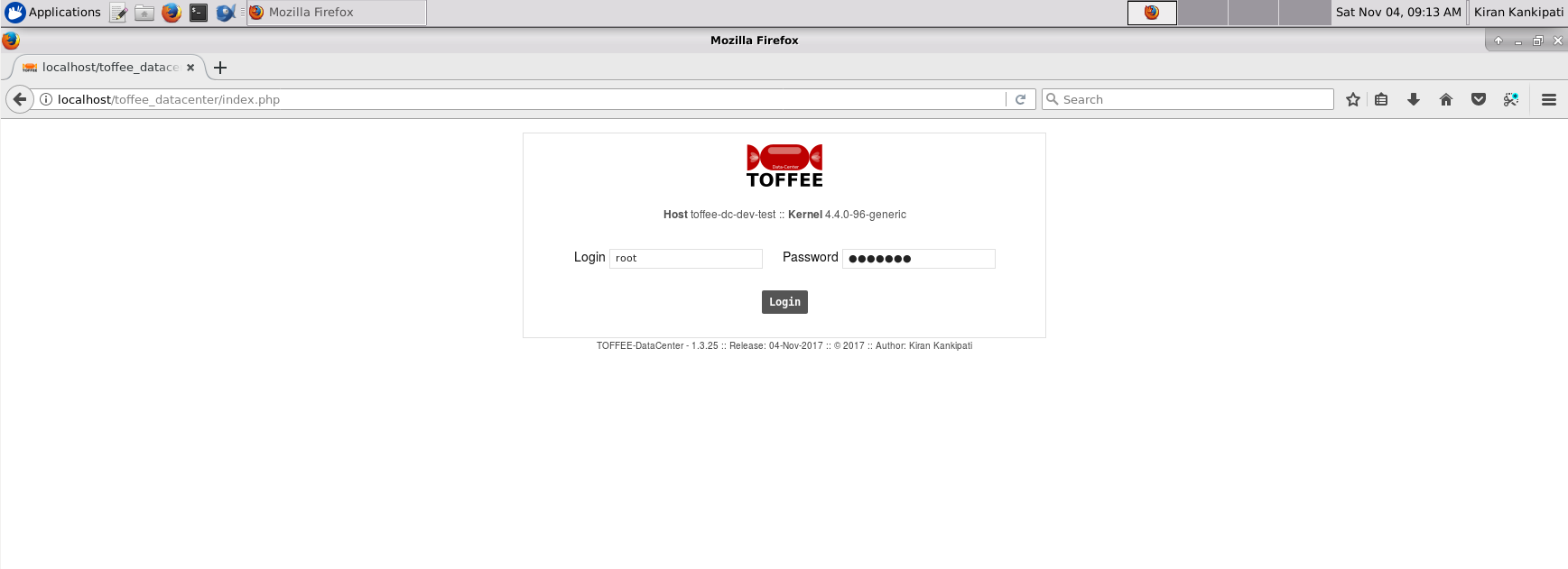 TOFFEE-DATACENTER WAN Optimization network stack - Login Page